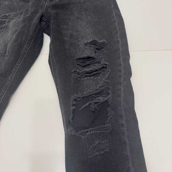 American eagle black gray distressed mom Jean size 0 - Picture 2 of 11